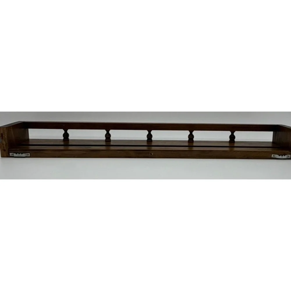 Vintage Dark Wood Spice Rack Wall Mount Gallery Rail Display Shelf 24 Inch